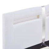Bed Frame with LED without Mattress White Faux Leather Double