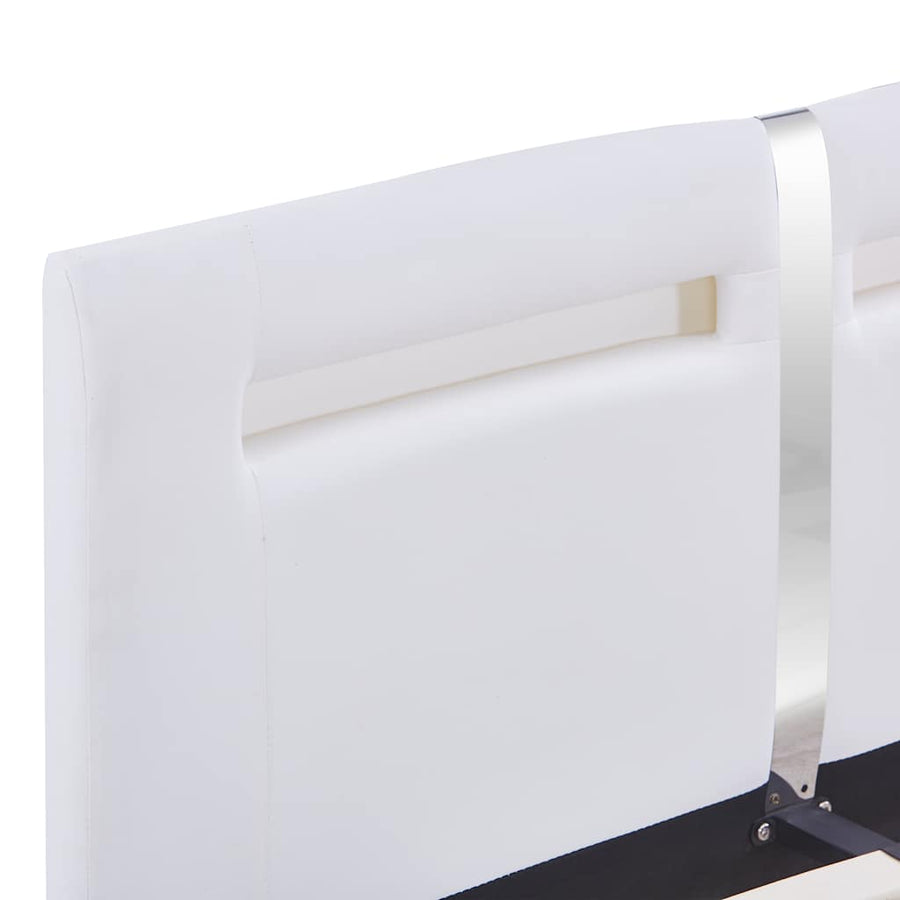 Bed Frame with LED without Mattress White Faux Leather Double