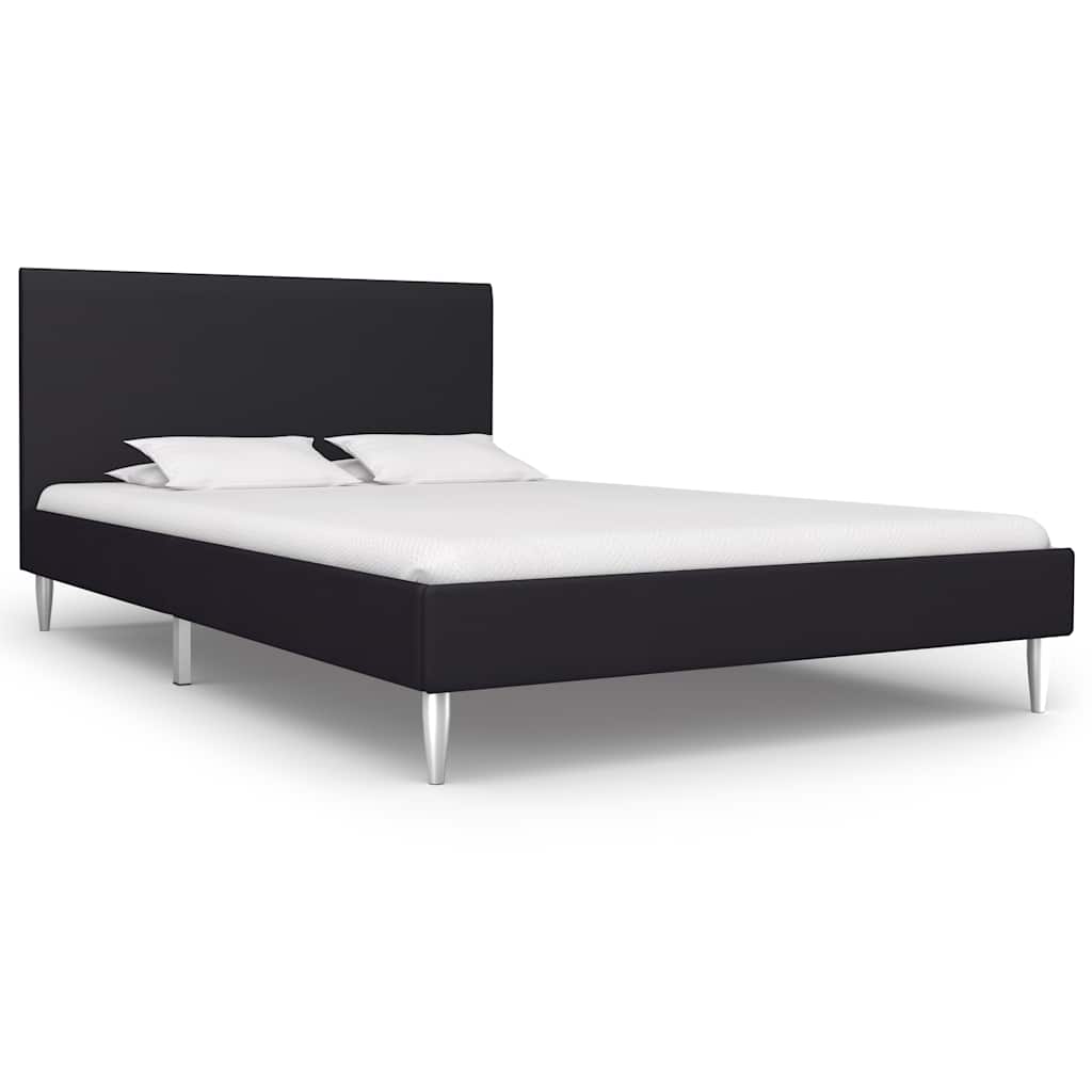 Bed Frame without Mattress Black Fabric Double