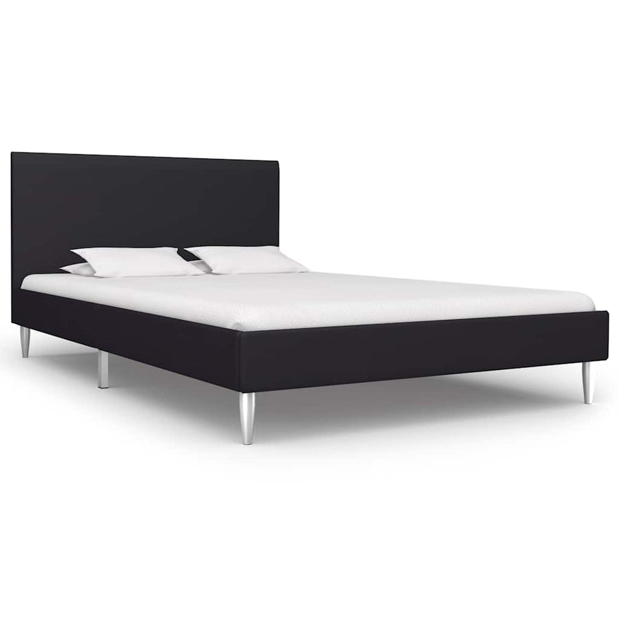 Bed Frame without Mattress Black Fabric Double