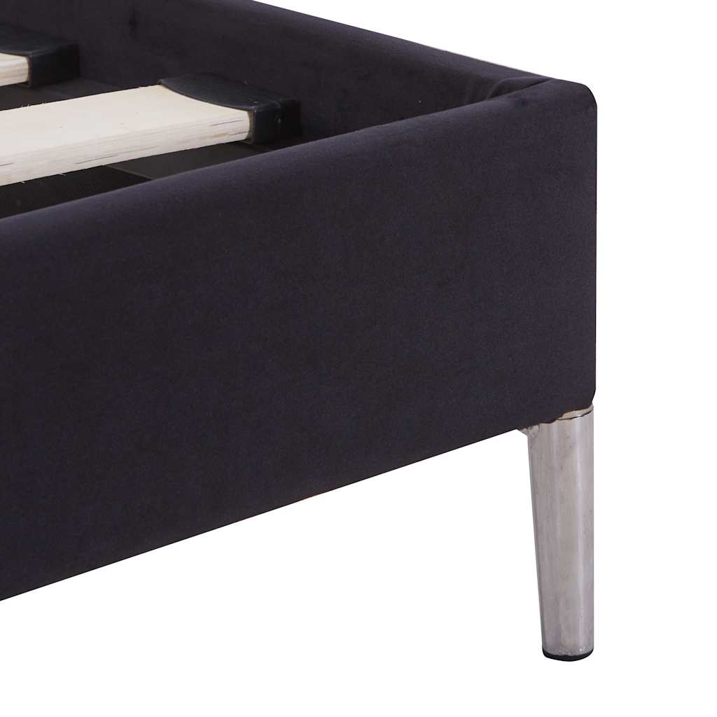 Bed Frame without Mattress Black Fabric Double