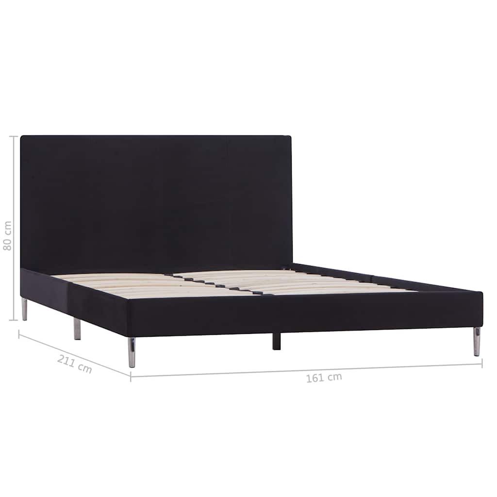 Bed Frame without Mattress Black Fabric Double