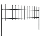 Garden Fence with Spear Top Steel 1.8 m Black - Front View