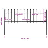 Garden Fence with Spear Top Steel 1.8 m Black - 45-Degree Angle