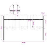 Garden Fence "Woerden" with Spear Top Steel 170x60 cm Black