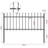 Garden Fence "Woerden" with Spear Top Steel 170x80 cm Black