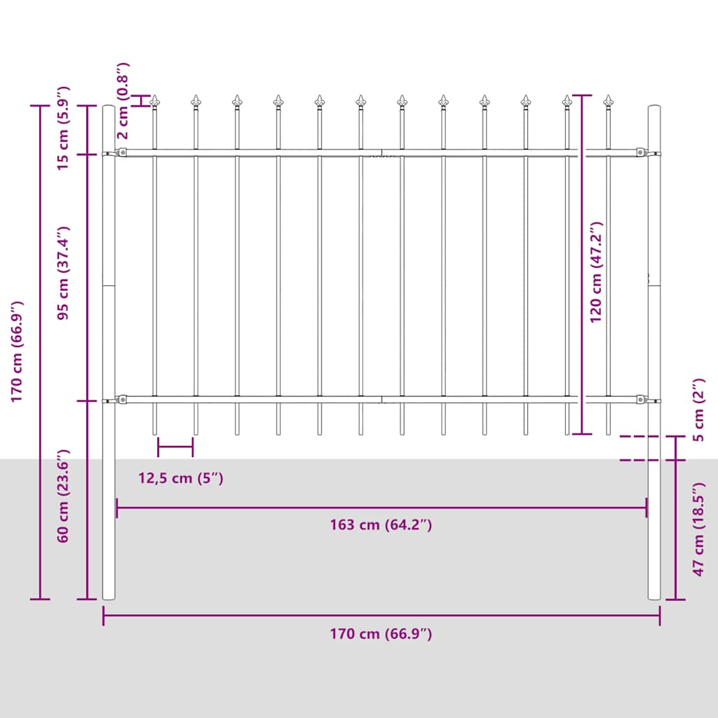 Garden Fence Woerden with Spear Top Steel 181x120 cm Black
