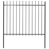 Garden Fence with Spear Top Steel 181x150 cm Black