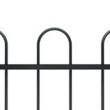 Garden Fence with Hoop Top Steel 1.8 m Black - Side View
