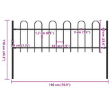 Garden Fence with Hoop Top Steel 1.8 m Black - 45-Degree Angle