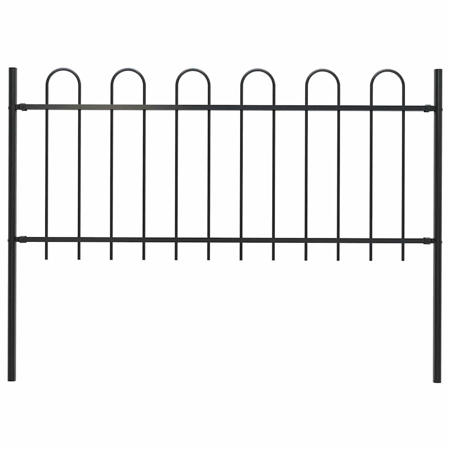 Garden Fence "Boxtel" with Hoop Top Steel 170x100 cm Black