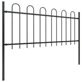 Garden Fence Boxtel with Hoop Top Steel 181x100 cm Black - Front View