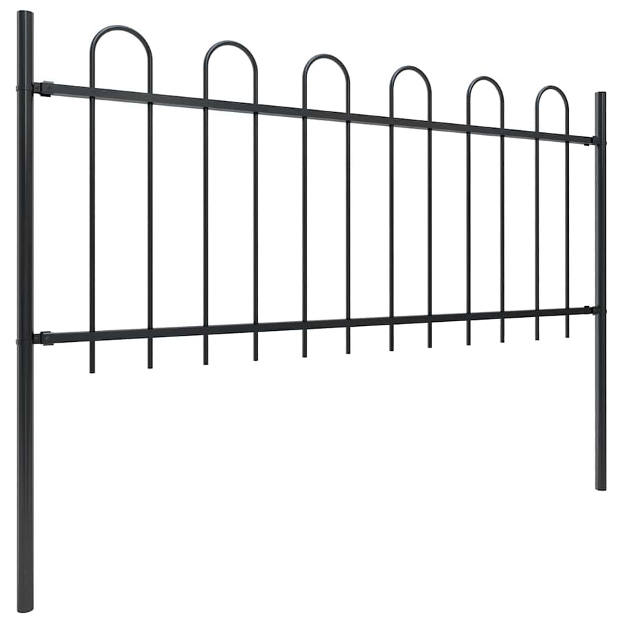 Garden Fence "Boxtel" with Hoop Top Steel 170x100 cm Black