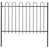 Garden Fence with Hoop Top Steel 181x120 cm Black
