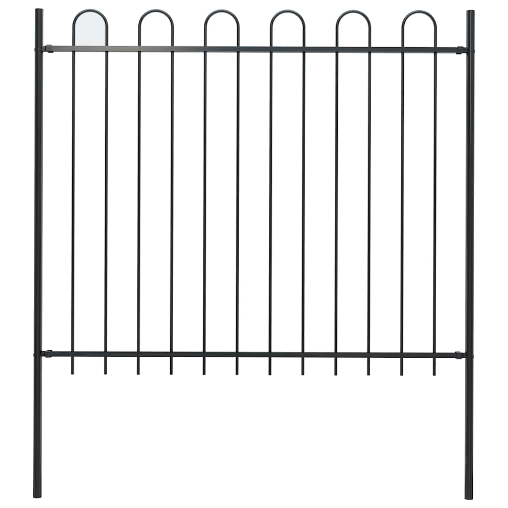 Garden Fence with Hoop Top Steel 181x150 cm Black