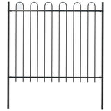 Garden Fence with Hoop Top Steel 181x150 cm Black