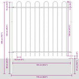 Garden Fence with Hoop Top Steel 181x150 cm Black