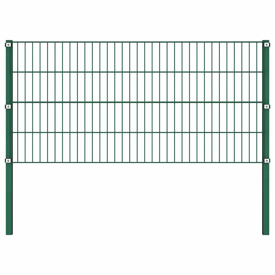Fence Panel with Posts Iron 176.5x80 cm Green