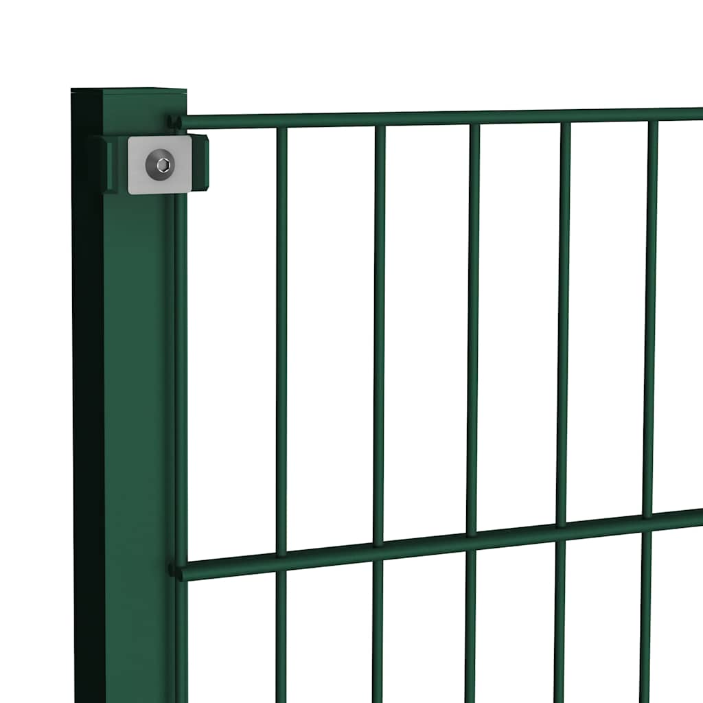 Fence Panel with Posts Iron 176.5x80 cm Green
