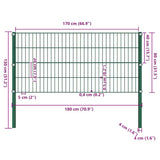 Fence Panel with Posts Iron 176.5x80 cm Green