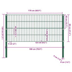 Fence Panel with Posts Iron 176.5x80 cm Green