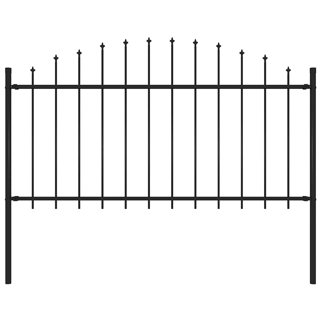Garden Fence with Spear Top Steel 181x150 cm Black