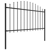 Garden Fence with Spear Top Steel 181x150 cm Black - Front View