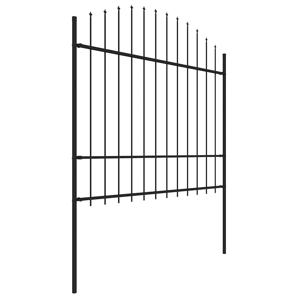 Garden Fence with Spear Top Steel 181x175 cm Black