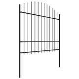 Garden Fence with Spear Top Steel 181x175 cm Black - Front View