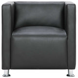 Cube Armchair Grey Faux Leather - Side View