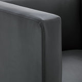 Cube Armchair Grey Faux Leather - Close-Up Angle