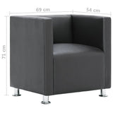 Cube Armchair Grey Faux Leather - Extra Image