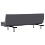Sofa Bed with Two Pillows Grey Faux Leather