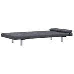 Sofa Bed with Two Pillows Grey Faux Leather
