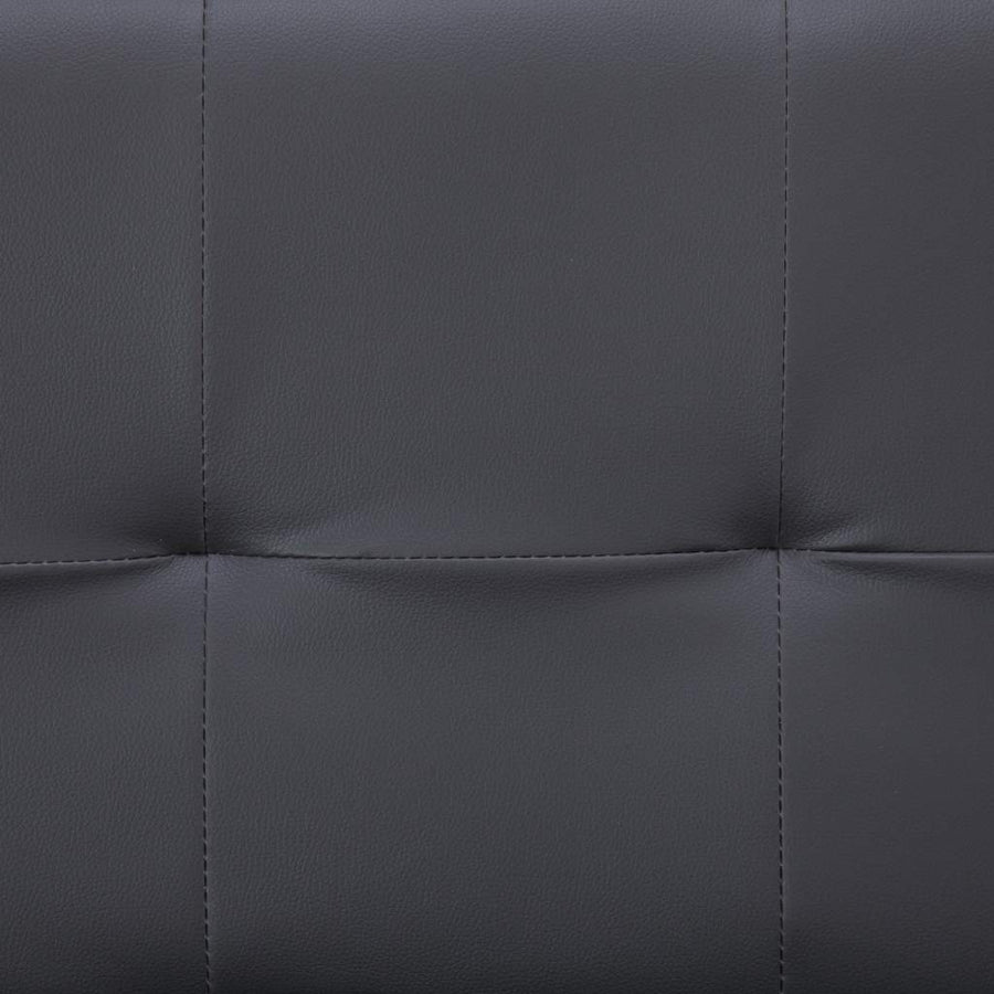 Sofa Bed with Two Pillows Grey Faux Leather