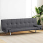 Sofa Bed with Two Pillows Grey Faux Leather