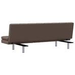 Sofa Bed with Two Pillows Brown Faux Leather