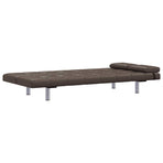 Sofa Bed with Two Pillows Brown Faux Leather