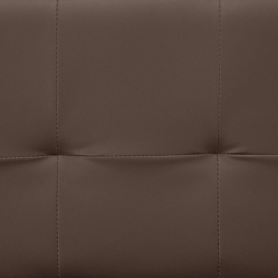 Sofa Bed with Two Pillows Brown Faux Leather