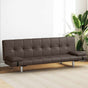 Sofa Bed with Two Pillows Brown Faux Leather
