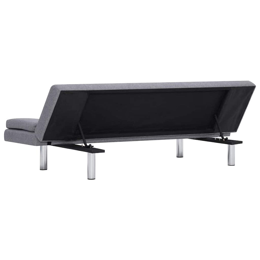 Sofa Bed with Two Pillows Light Grey Polyester