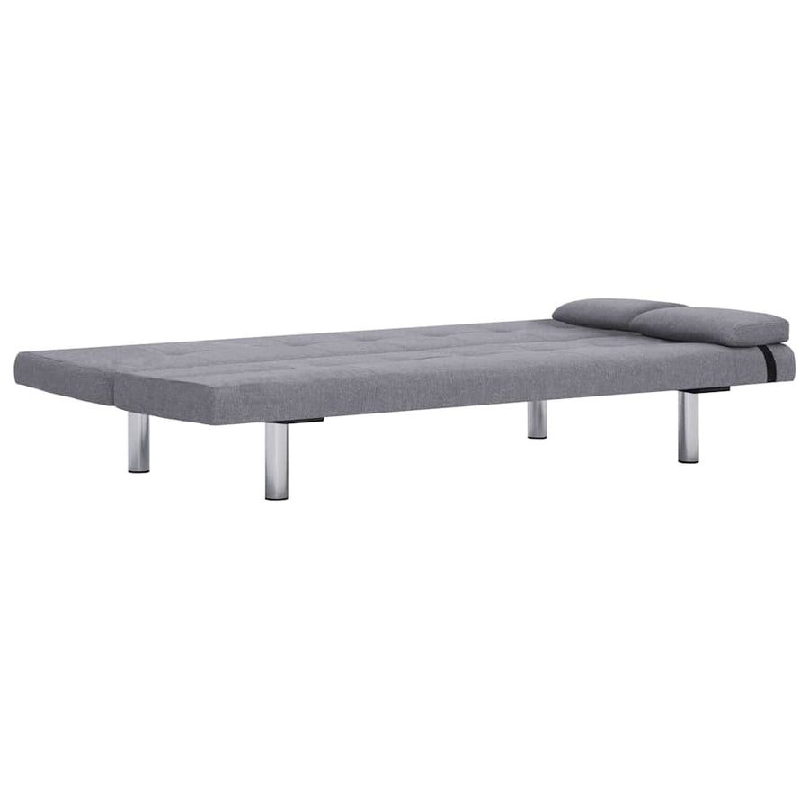 Sofa Bed with Two Pillows Light Grey Polyester