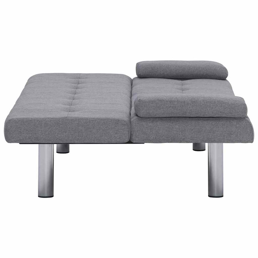 Sofa Bed with Two Pillows Light Grey Polyester