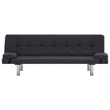 Sofa Bed with Two Pillows Dark Grey Polyester - 45-Degree Angle