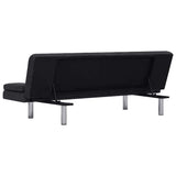 Sofa Bed with Two Pillows Dark Grey Polyester