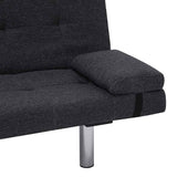Sofa Bed with Two Pillows Dark Grey Polyester - Extra Image