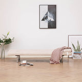 Sofa Bed with Two Pillows Cream Polyester - Side View