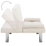 Sofa Bed with Two Pillows Cream Polyester - Top-Down View