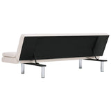 Sofa Bed with Two Pillows Cream Polyester - 45-Degree Angle