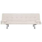 Sofa Bed with Two Pillows Cream Polyester